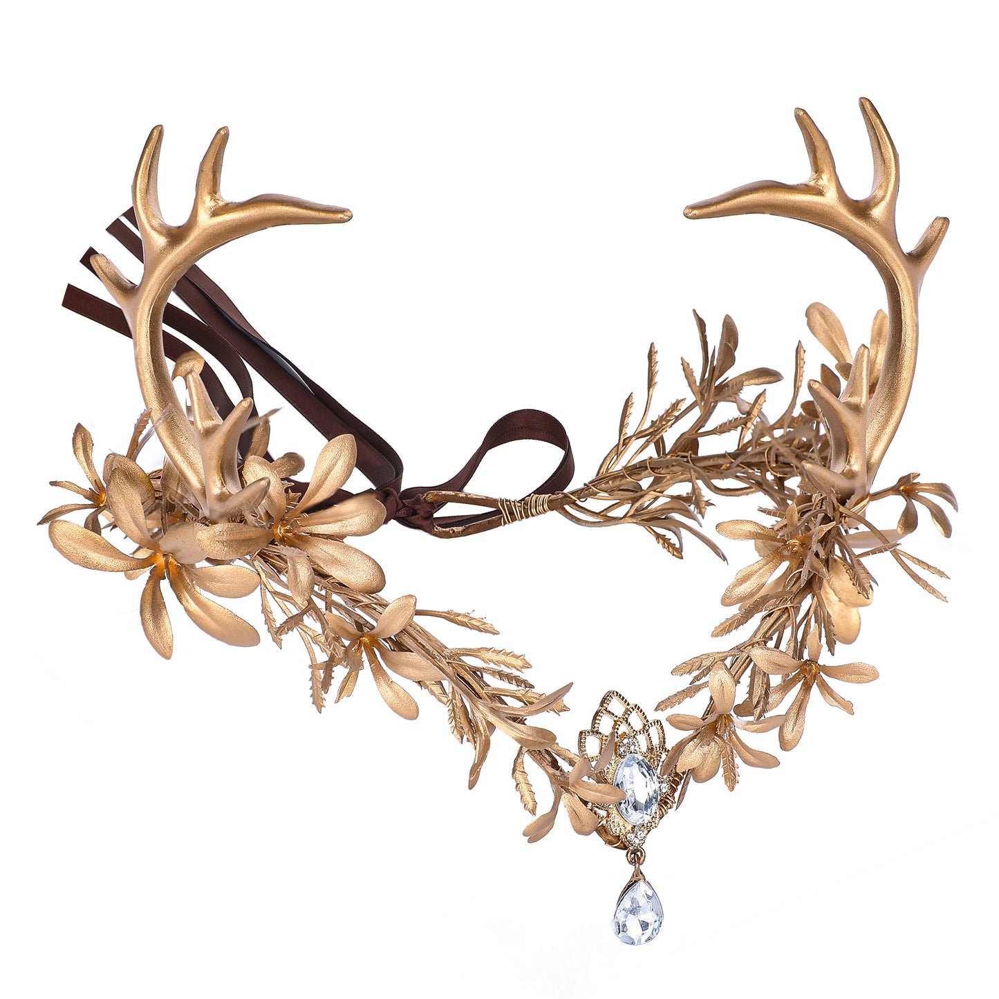 Gold Fairy Leaf Headpiece: Antler Elf Crown