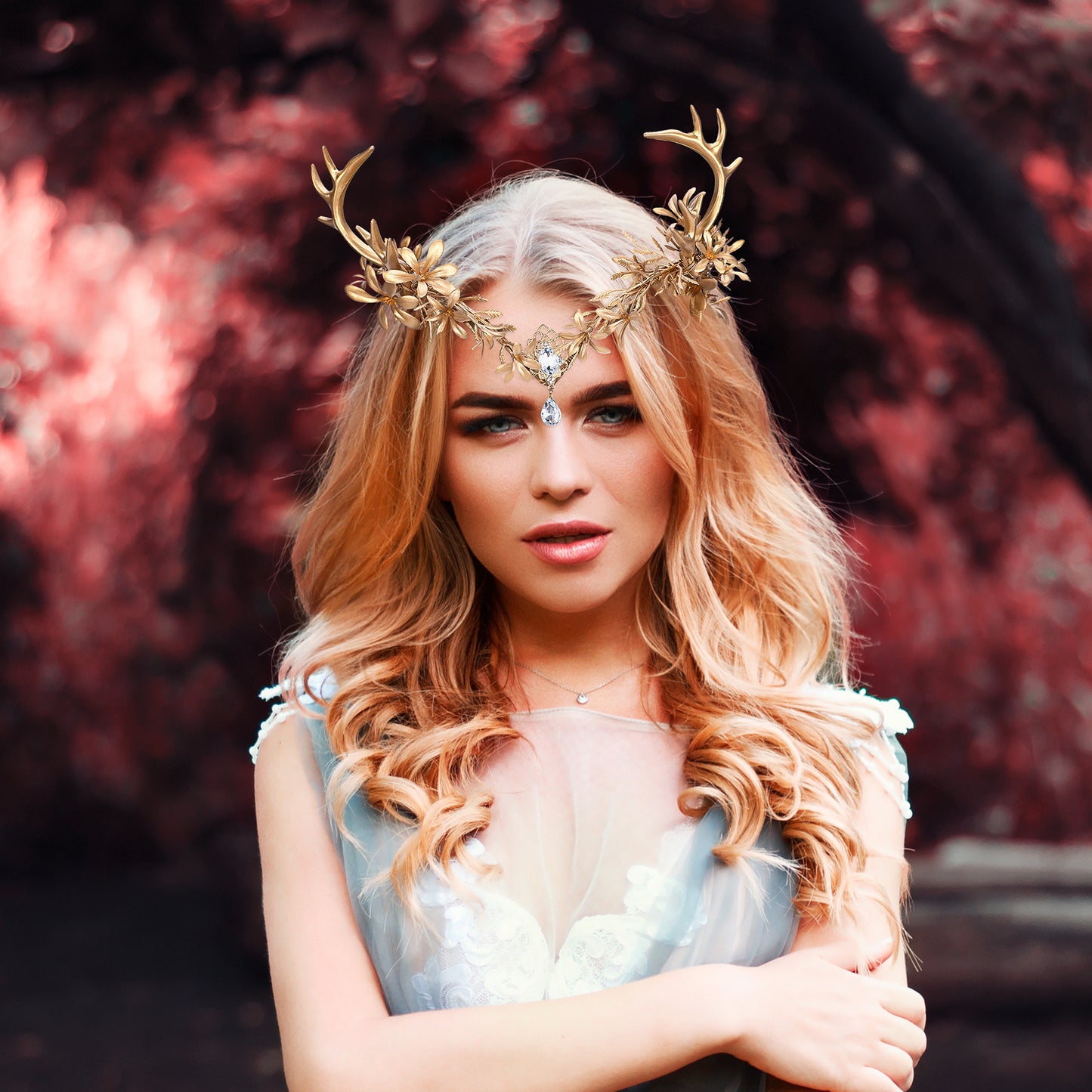 Gold Fairy Leaf Headpiece: Antler Elf Crown