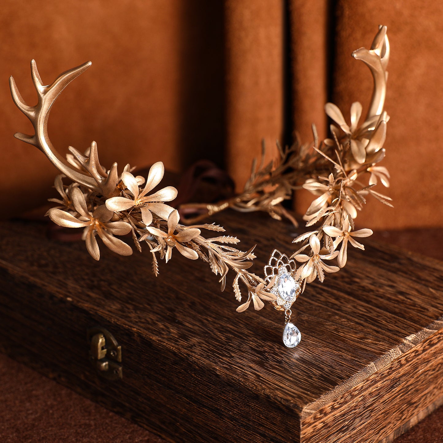 Gold Fairy Leaf Headpiece: Antler Elf Crown