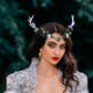 White Antler Fairy Crown: Green Forest Elf Tiara