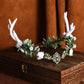 White Antler Fairy Crown: Green Forest Elf Tiara