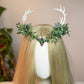 Handmade Green Fairy Antler Crown - Woodland Elf Crown