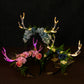 Handmade Pink Flower Antler Headband - LED Floral Hairband Light up Reindeer Headbands