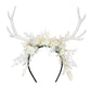 Handmade White Flower Antler Headband - Woodland Floral Hairband