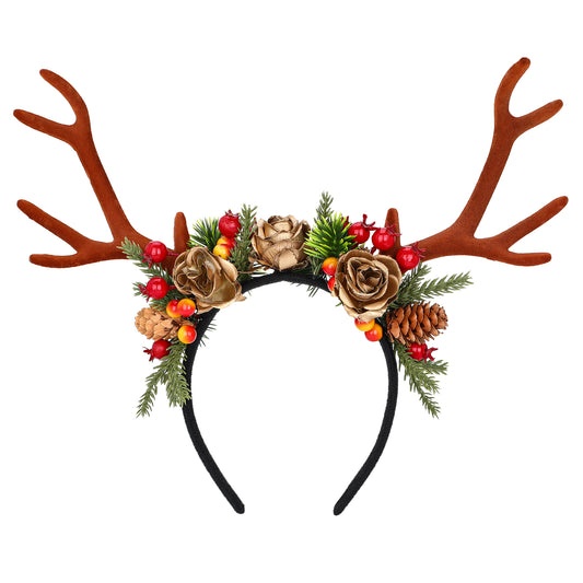 Handmade Christams Antler Headband - Brown Reindeer Hairband