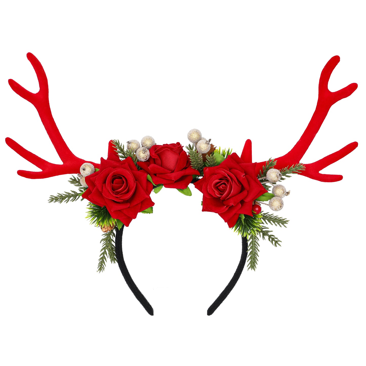 Handmade Chirstmas Red Antler Headband - Fairy Flower Reindeer Headpiece