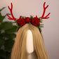 Handmade Chirstmas Red Antler Headband - Fairy Flower Reindeer Headpiece