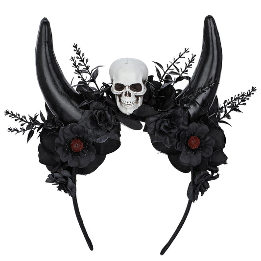 Handmade Black Ox Horn Headband - Gothic Halloween Headband