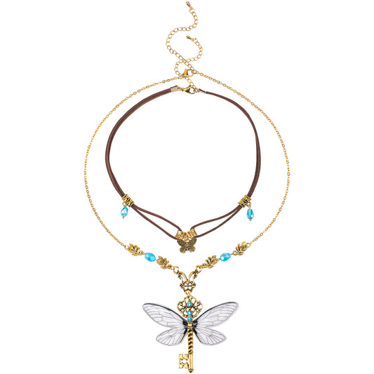 MOSTORY Butterfly Neckalce Fairy Charm Choker Pedant Key Necklace