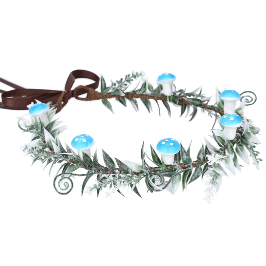 Fairy Wood Crown Blue Mushroom Headband