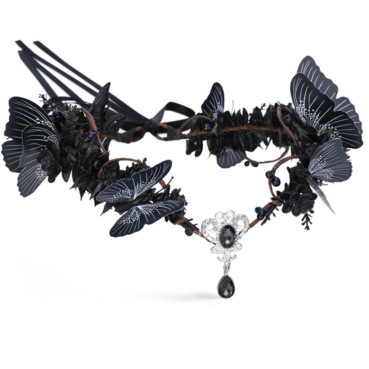 Dark Fairy Wings Crown: Woodland Elf Circlet, Butterfly Fascinator