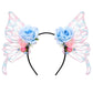 Blue Fairy Butterfly Crown - Flower Headband Wings Woodland Hairband Forest Elven Headpiece Fairy Costume for Women