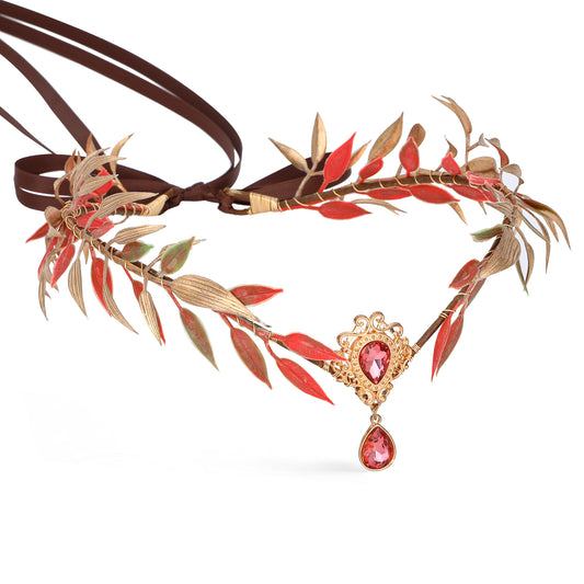 Handmade Gold and Red Elf Flower Crown