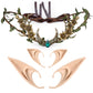 Elf Ears with Wood Leaf Crown: Peach Flower Fairy Circlet, Soft Pointed Elf Ears