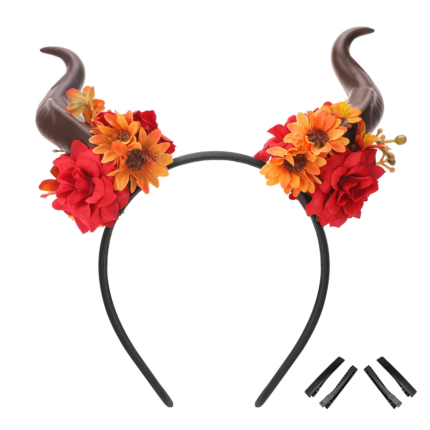 Flower Devil Horns Headband - Demon Horn Headband Floral Horns