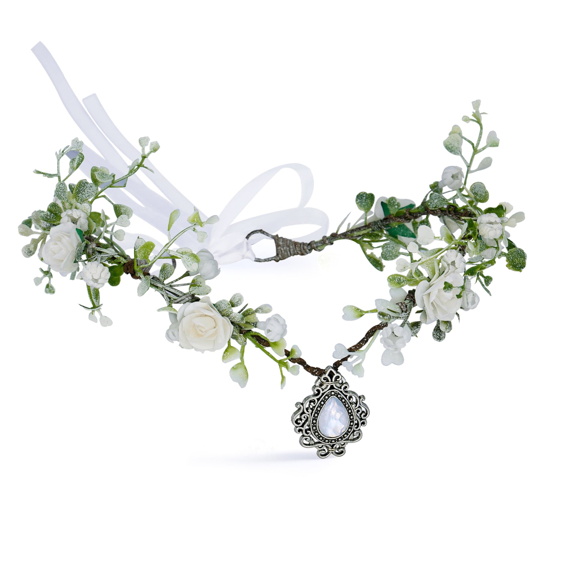 MOSTORY Renaissance Bridal Fairy Crown - Handmade Elf Headpiece Medieval Rhinestone Headband Wedding Adult Cosplay Costume Hair Accessory With Leaf