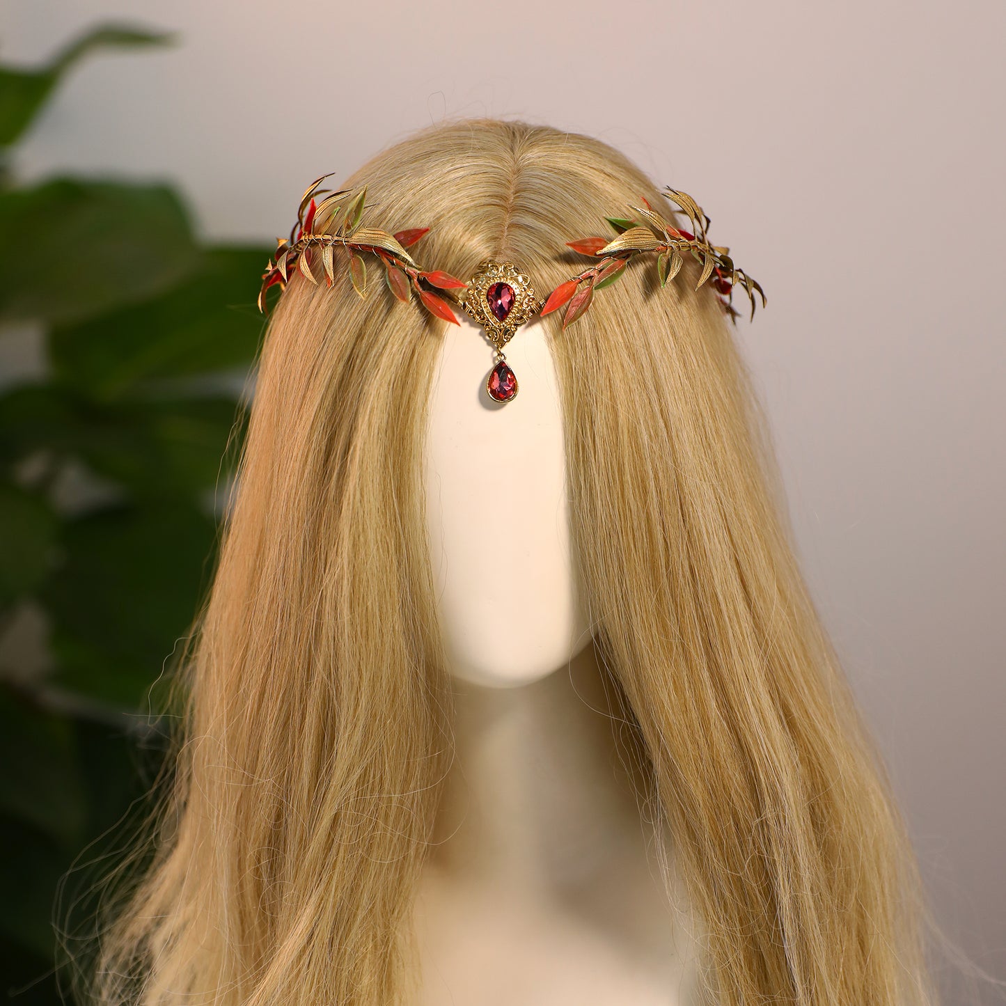 Handmade Gold and Red Elf Flower Crown